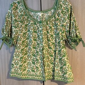 Max Studio Green and Pink Patterned Blouse